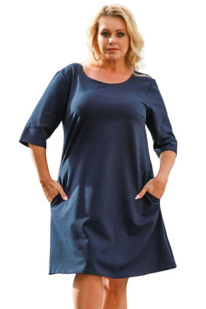 Sukienka HANA trapez dresowa granat 46