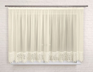 Firana 700x180,prosta,woal ecru,gipiura 15cm