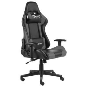 Obrotowy fotel gamingowy, szary, PVC