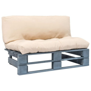 Sofa ogrodowa z palet z piaskowymi poduszkami, drewno
