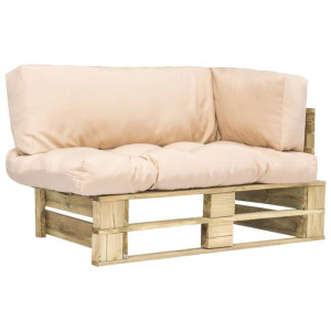 Sofa ogrodowa z palet z piaskowymi poduszkami, drewno