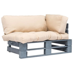 Sofa ogrodowa z palet z piaskowymi poduszkami, drewno
