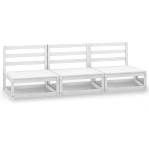 3-osobowa sofa ogrodowa, biała, lite drewno sosnowe