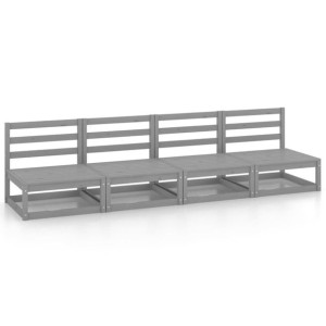4-osobowa sofa ogrodowa, szara, lite drewno sosnowe