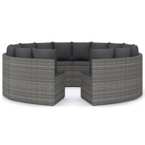 8-częściowa sofa do ogrodu, z poduszkami, polirattan, szara