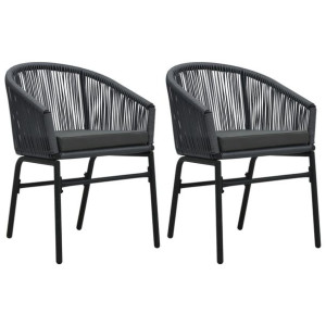 Krzesła ogrodowe, 2 szt., antracytowe, rattan PVC