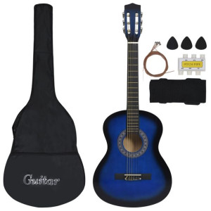 8-cz. zestaw z gitarą klasyczną dla dzieci, niebieski 3/4 (36")