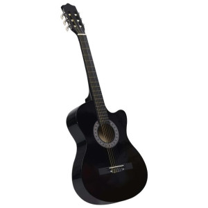 Gitara akustyczna z wycięciem, 6 strun, czarna, 38"