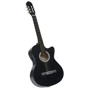 Gitara akustyczna z wycięciem, 6 strun i equalizer, czarna