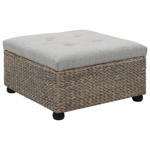 Puf wypleciony z trawy morskiej, 65 x 65 x 40 cm, szary