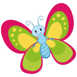 Naklejka na ścianę Limonkowo różowy motyl 10x10cm NK4512A_1HP