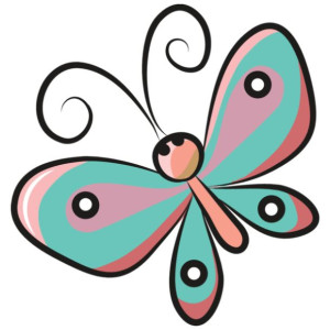Naklejka na ścianę Turkusowo różowy motyl 10x10cm NK4359A_1HP