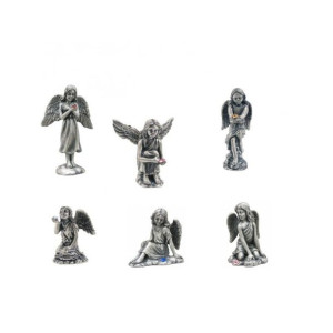 Miniaturowe aniołki cynowe z kolorowymi kamieniami kolekcja niezwykły preze