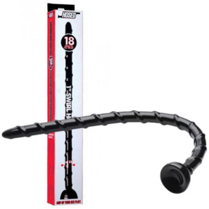 Swirl Thin Anal Snake - 18 Inch - Długa sonda analna z przyssawką, Czarna P
