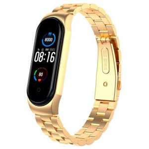Stalowa Bransoleta Pasek Do Xiaomi Mi Band 5 - Złota
