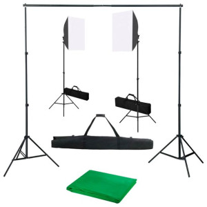 Fotograficzny zestaw studyjny z lampami softbox i tłem