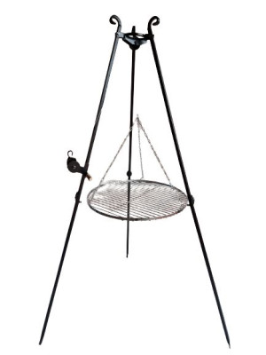 Grill Trójnóg Ogrodowy 173 Cm +ruszt 60 Chromowany