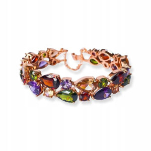 GLOSSY - Bransoletka Rainbow Cuff Gold Rose 18 cm