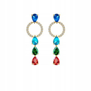 GLOSSY - Kolczyki Rainbow Drop Gold