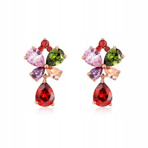 GLOSSY - Kolczyki Rainbow Flower Rose Gold