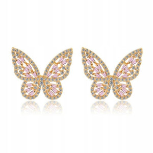 GLOSSY - Kolczyki „Butterfly" Gold Pink