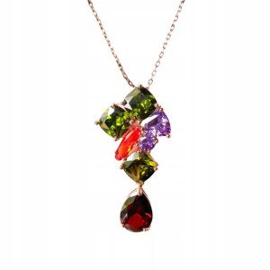 GLOSSY - Naszyjnik Rainbow Tear Gold Rose