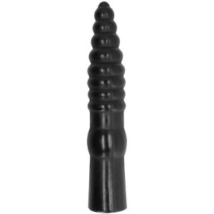 All Black 34 cm - Progresywny korek analny z kulkami, Czarny PVC