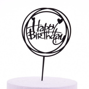 Topper HAPPY BIRTHDAY czarny koło
