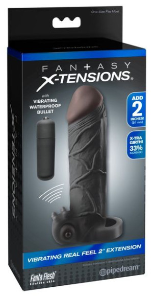Vibrating Real Feel 2 Extension Nakładka na penis przedłużająca i pogrubiaj