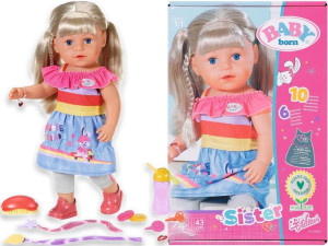 Baby Born Siostrzyczka Blondynka 43cm Interaktywna 6 Funkcji 830345