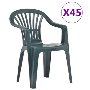 Krzesła ogrodowe układane w stos, 45 szt., plastikowe, zielone