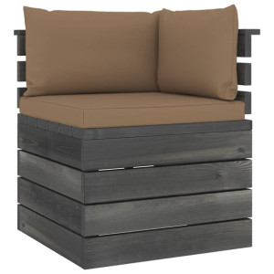 Ogrodowa sofa narożna z palet, z poduszkami, drewno sosnowe