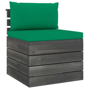 Ogrodowa sofa środkowa z palet, z poduszkami, drewno sosnowe