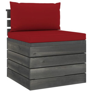 Ogrodowa sofa środkowa z palet, z poduszkami, drewno sosnowe