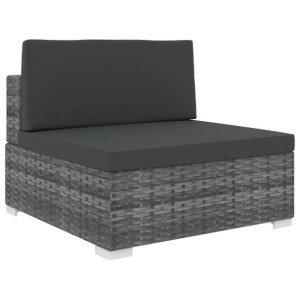 Środkowa sofa z poduszką, 1 szt., polirattan, szara