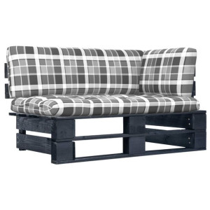 Ogrodowa sofa narożna z palet, czarna, drewno sosnowe