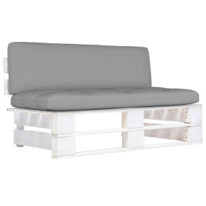 Ogrodowa sofa środkowa z palet, biała, drewno sosnowe