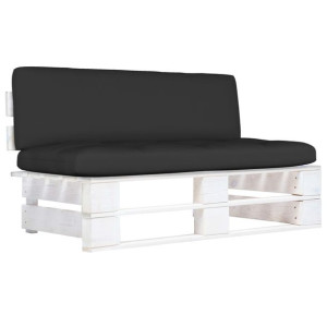 Ogrodowa sofa środkowa z palet, biała, drewno sosnowe