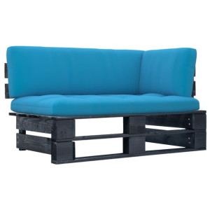 Ogrodowa sofa narożna z palet, czarna, drewno sosnowe