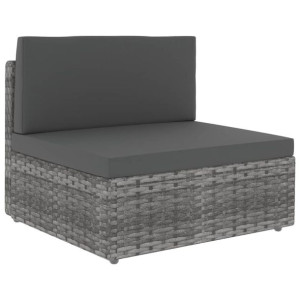 Modułowe siedzisko środkowe, rattan PE, szare