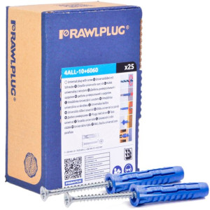 Rawlplug Kołek Rozporowy 10x50mm Z Wkrętem 6x60mm 25szt/opak 4all-10+6060