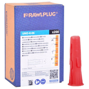 Rawlplug Kołek Rozporowy Uniwersalny Czerwony Uno 6x28mm 200szt/opak Uno-k-