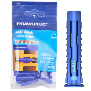 Rawlplug Kołek Rozporowy Uniwersalny 6x30mm 20szt Blister R-s3-4all-06/20