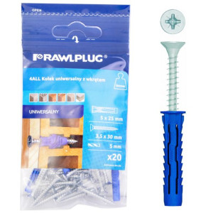 Rawlplug Kołek Rozporowy 5x25mm Z Wkrętem 3,5x30mm 20szt Blister R-s3-4all-
