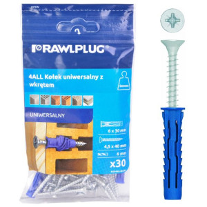 Rawlplug Kołek Rozporowy 6x30mm Z Wkrętem 4,5x40mm 30szt Blister R-s3-4all-