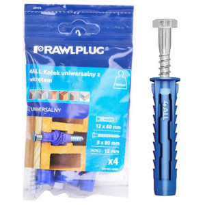 Rawlplug Kołek Rozporowy 12x60mm Z Wkrętem 8x80mm 4szt Blister R-s3-4all-12
