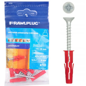 Rawlplug Kołek Rozporowy Uno 6x28mm Z Wkrętem 4x35mm 10szt/opak Blister R-s