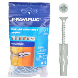 Rawlplug Kołek Rozporowy Uno 10x36mm Z Wkrętem 5x50mm 15szt/opak Blister R-