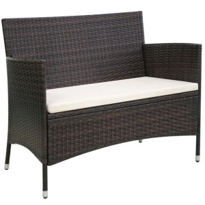 Ławka ogrodowa, 106 cm, polirattan, brązowa