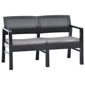 2-os. ławka ogrodowa z poduszkami, 120 cm, plastik, antracyt